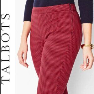 Talbots Red Checked Stretch Chatham Ankle Pants Size 8 NWOT‎